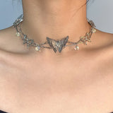 Daiiibabyyy  Butterfly Pendant Necklace Y2K Luxury Personality Party Sexy Girl Clavicle Chain Jewelry Gift Accessories