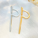 Daiiibabyyy Metal Style Long Stick Opening Ear Cuff for Women Clip Earring Metallic Plated Golden Earrings Creative Fashion Jewelry Party