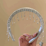 Daiiibabyyy  1PC Diamond Tassel Flocking Hair Bands for Women Delicate Fashion Hair Accessories Premium Sense Simple Versatile Hair Accessori