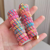 DAIIIBABYYY  -  New Korean Spiral Hair Ties High Elastic Telephone Cord Braid Hair Band Women Girls No Crease Ponytail Holder Hair Ropes