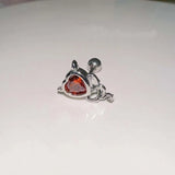 DAIIIBABYYY  -  1PC Heart CZ Devil Helix Piercing Cartilage Babell Wine red Zirconia Flat Piercing Earing Body Piercing Jewelry for Women 0.8mm