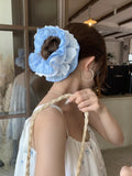 Daiiibabyyy  Cute Scrunchies Sweet Style Checkered Lace Four Layer Large Intestine Hair Band Hair Tie Bun Hairstyle Hair Band Hair Accessory