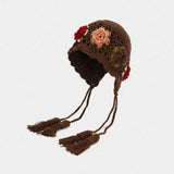 Daiiibabyyy  Cute Tassels Crochet Knitted Hat Hollow Out Handmade Knit Cap Korean Bohemian Style Weave Cap Travel