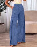 Daiiibabyyy  Fashion Asymmetric Design Casual Wide Leg Pants Street Style High Waist Long Trousers Polyester Women's Fashion Pants