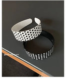 Daiiibabyyy  French Polka Dot Daily Acetate Wide Headband Black White Minimalist Fashion Y2K Ins Niche Sweet Cute Women Hair Accessories