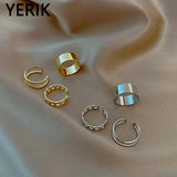 DAIIIBABYYY  -   Punk 3Pcs/set Fashion Design Round Silver Color Rings Set for Women Handmade Geometry Finger Ring Sets Female Jewelry Gift