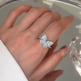 DAIIIBABYYY  -  Blue Butterfly Drip Oil Enamel Open Ring Women's Party Shining Jewelry The Best Gift for A Girlfriend