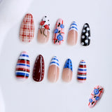 Daiiibabyyy  24PCS Press On Nails Polka Dot Stripe 3D Cherry Blueberry Almond Shape Fake Nails Wearable Full Cover Nails Tips For Women