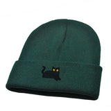 Daiiibabyyy  Sweet Cute Embroidered Cat Knitted Hat Warm Wool Knit Cap Ear Protection Embroidery Winter Caps Sports