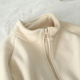 Daiiibabyyy  Double-sided Sweatshirt for Women Plus Velvet Winter Thick Loose Versatile Collar Zipper Sweatshirt Casual Sports Cardigan