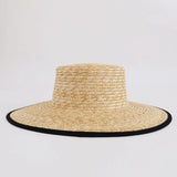 Daiiibabyyy  Flat Top BlacK Cover Straw Hat Wide Brim Fedora Hat Summer Beach Hat for women Men Plain Boater Hat Party Church Derby Cap