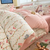 DAIIIBABYYY  -  Bedding Class A All Cotton Face Mask Dormitory Skin friendly Fresh Bed Sheet and Quilt Cover Pure Cotton Four piece Set Three