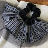 Daiiibabyyy  1PC  Scrunchies Women's Striped Mesh - Trimmed Hair Accessories Elastic Hair Ties, Chic for Daily & Party, Perfect Gift