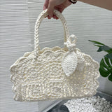 Daiiibabyyy  Hot French Minimalist Handmade Woven Bag Women Daily Casual Commute Single Shoulder Bag Small Tote Bag