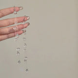 Daiiibabyyy  Niche Clear Glass Beads Dewdrop Tassel Long Earrings Chilly Style Personalized Jewelry For Women Birthday Friends Gifts
