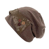 Daiiibabyyy  Japanese Button Design Retro Pullover Stacking Hat Women's Spring and Autumn Versatile Big Head Fashion Skull Beanie Caps