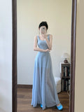 DAIIIBABYYY  -  New Style Blue Strap Ankle-Length Dress For Women French Luxury Summer Beach Vacation Fashion Sleeveless High Waist Sling Dresse