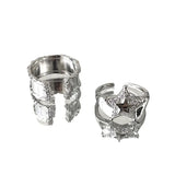 Daiiibabyyy  Fashion Silver Color Star Open Rings for Women Men Simple Zircon Irregular Adjustable Wide Couple Rings Party Jewelry Gifts