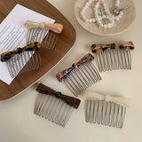 Daiiibabyyy  Teeth Acetic Acid Bow Hair Comb Barrettes Styling Tool Bowknot Hairpin Fixed Combs Korean Style Headwear Anti Slip Bangs Clip