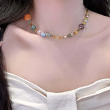 DAIIIBABYYY  -  Fashion Colorful Beaded Choker Necklaces for Women Exquisite Elegant Irregular Handmade Beads Clavicle Chain Necklaces Jewelry