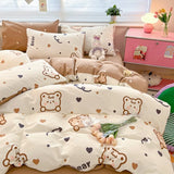 DAIIIBABYYY  -  New Little Fresh Pure Cotton Four Piece Set with 40 Thread Count All Cotton Bedding Ins Bed Sheet and Quilt Set with 4