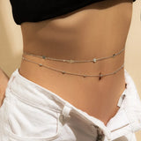 Daiiibabyyy  Sexy Double Layer Colorful Stone Chain for Women Crystal Butterfly Waist Bead Belly Chain Belly Belt Summer Beach Body Jewelry