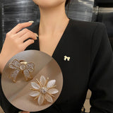 Daiiibabyyy 1PC Flower Bow Brooches Korean Style Clothing Accessories Anti Glare Metal Brooch Fashion Temperamental Pin Jewelry Decoration