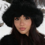 Daiiibabyyy  Winter New Imitation Fox Fur Fur Velvet Ladies Hat Ins Style Korean Fashion Luxury Fisherman Hat Outdoor Shopping Accessories