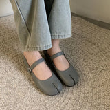 Daiiibabyyy 2024 Blue Women Flats Round Toe Retro Single Shoes One Word Buckle Shallow Mouth Mary Jane Shoes Split Toe Shoes Sandals Mujer