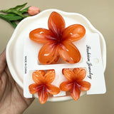 DAIIIBABYYY  -  3Pcs Sweet Colorful Plumeria Flower Shark Clip Hair Claw Bohemian Ponytail Clip Plastic Hairpin Barrette Summer Hair Accessories