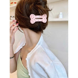 Daiiibabyyy  New Polka Dot Dog Bone Hair Claw Clips Black and White Premium Hair Barrettes Fashion Hair Accessories for Women