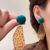 Daiiibabyyy  Vintage acrylic leopard print pendant earrings for women with irregular and exaggerated jewelry