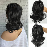 Daiiibabyyy  Synthetic Ponytail Extension Short Wave Curly Ponytail Clip in Claw Hair Extension Natural Synthetic Hairpiece for Women