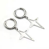 Daiiibabyyy  Retro Classic Black Enamel Star Drop Dangle Earrings for Women Cute Five-pointed Star Stainless Steel Hoop Earrings Jewelry Gift
