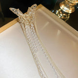 Daiiibabyyy  1/2 Pcs New Blue-silver Splicing Butterfly Imitation Pearl Fringe Small Crab Hair Clips for Women Princess Style Bang Shark Clip