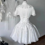 Daiiibabyyy  Cosplay Rhinestone Bow Japanese Gothic Style Skirt Set Women Sweet Lace Ruffles Shirt Slim Bandage Mini Skirt Lolita Y2k Outfits