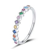 Daiiibabyyy  Slim Dainty Pinky Thin Rings for Women Simple Silver Color Multicolor Zircon Finger Ring Accessories Fashion Y2k Jewelry KCR039