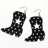 Daiiibabyyy  Japanese Kawaii Pink Polka Dot Boots Drop Earrings for Women Y2K 90s Aesthetic Cute Star Earrings Accessorie Jewelry Punk