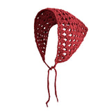 Daiiibabyyy  -  New Crochet Hollow Hair Band Women Scarf Solid Color Knitting Headbands Bandanas Wide Elastic Hairbands Fashion Accessories