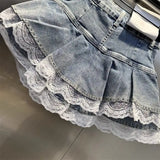 DAIIIBABYYY  -  Y2K Denim Mini Skirt Women Kawaii Lace Patchwork White Ball Gown Jeans Skirts Summer Gyaru Gothic Korean Black Faldas New