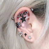 DAIIIBABYYY  -  1PC Customized Star Industrial Piercing Barbell with Acrylic Beads Diy Stainless Steel Ear Piercing Cartilage Body Piercing 14G