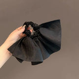 DAIIIBABYYY  -  Korean Women Black Pleated Skirt Hair Tie Scrunchies Ponytail Rubber Band Elastic Hair Bands Elegant Lady Girls Hair Accessories