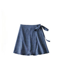 DAIIIBABYYY  -  Women's American Retro Elegant Floral One-piece Skirts Female Summer High Waist Slim Lace-up A-line Casual All-match Short Skirt