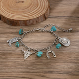 DAIIIBABYYY  -  Vintage Cowboy Hat Boots Bull Head Charm Bracelet for Women Men Retro Silver Color Adjustable Bracelet Jewelry Gift