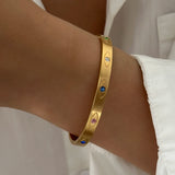 Daiiibabyyy  Classic Devil's Eye Stainless Steel Gold Plated Bracelets for Women Men Wave Twisted Stacking Bangles Wedding Party Jewelry