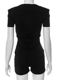 DAIIIBABYYY  -  Sexy Solid Spliced Button Slimming Jumpsuits for Women V Neck Short Sleeve High Waist  Hollow Out Chic Jumpsuits Female New