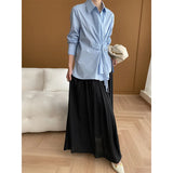 DAIIIBABYYY  -  Niche Design Sense Chinese Swashplate Buckle Irregular Thin Feeling Shirt Early Spring New Model