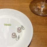 DAIIIBABYYY  -  Elegant Big Round Imitation Pearl Ear Clip Stud Earring Wedding Jewelry for Women Korean Fashion No Piercing Earrings