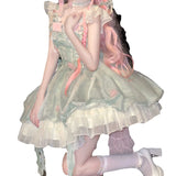 DAIIIBABYYY  -  Japan Lolita Jsk Sweet Dress Women Elegant Ruffles Lace Bandage Princess Strap Dresses Girls Y2k Kawaii Tea Party Mini Dress