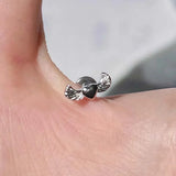 Daiiibabyyy  1Pcs Fashion Silver Color Angel Wings Heart Stud Earrings For Women Punk Hip Hop Metal Spiral Ear Bone EarringsY2K Jewelry Gifts